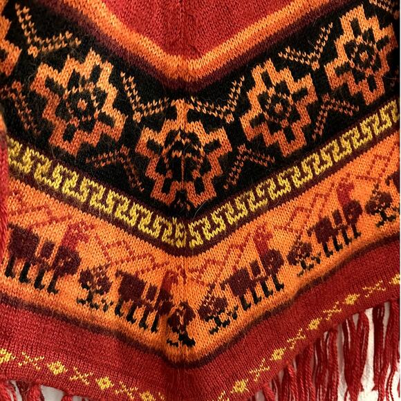 ALPASUR Cusco Peru Alpaca  Poncho Cape Natural Fibers Boho Hippie Maximalist OS - Picture 8 of 13